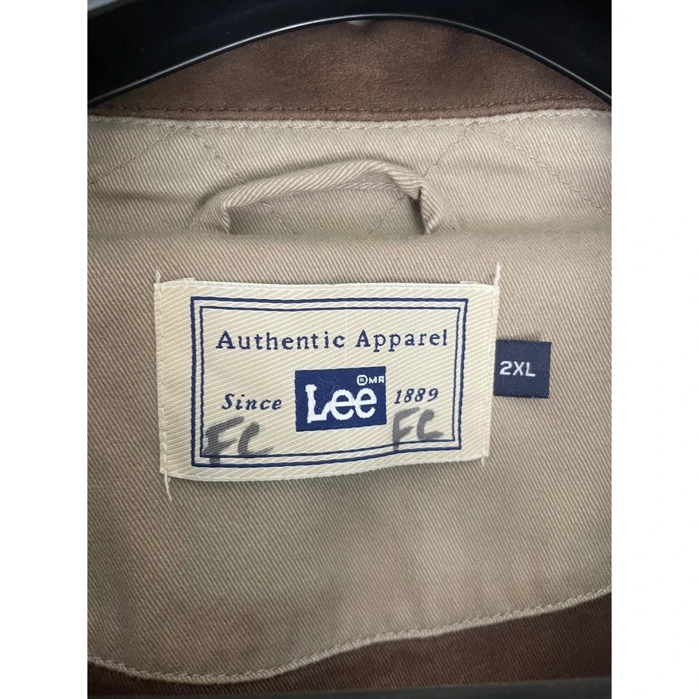 Lee Authentic Apparel Men 2XL Tan Barn‎ Coat Brown Leather Collar Chore Jacket